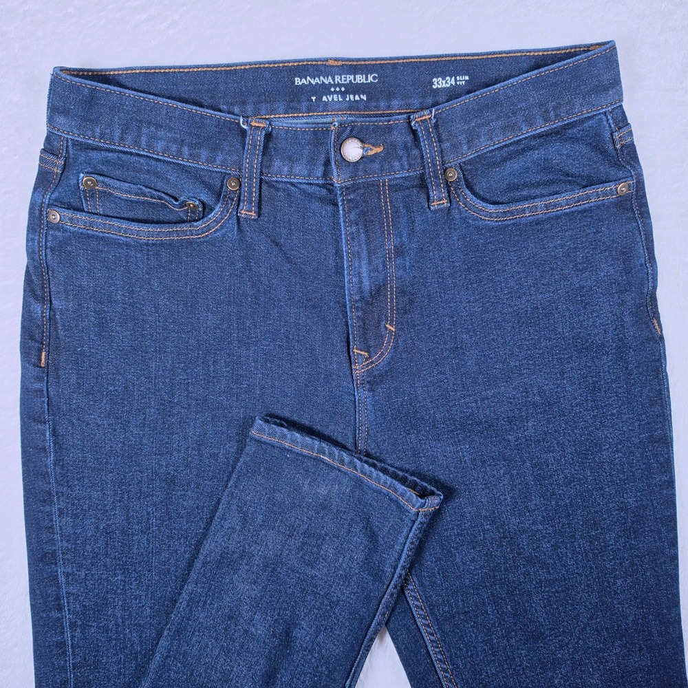 Banana Republic Travel Jean Mens 33x34 Blue Stretch Slim Fit 874988-02